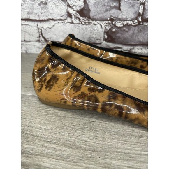 J. Crew Caramel Animal Print Patent Leather Ballet Flats Women’s Sz 9M US/40EU - Picture 11 of 16